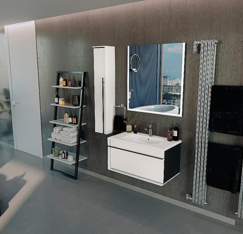 Шкаф пенал Roca Aneto 23 L 857431806 подвесной Белый глянец Черный матовый, купить, цена, заказать, магазин, доставка, скидка, промокод, купить, цена, заказать, магазин, доставка, скидка, промокод