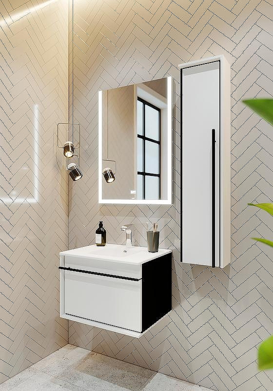 Шкаф пенал Roca Aneto 23 L 857431806 подвесной Белый глянец Черный матовый, купить, цена, заказать, магазин, доставка, скидка, промокод, купить, цена, заказать, магазин, доставка, скидка, промокод