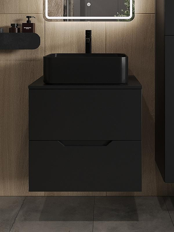 Тумба с раковиной Orange Line 60 Li-60TubMDF+B02-460MB подвесная Черная матовая, купить, цена, заказать, магазин, доставка, скидка, промокод, купить, цена, заказать, магазин, доставка, скидка, промокод
