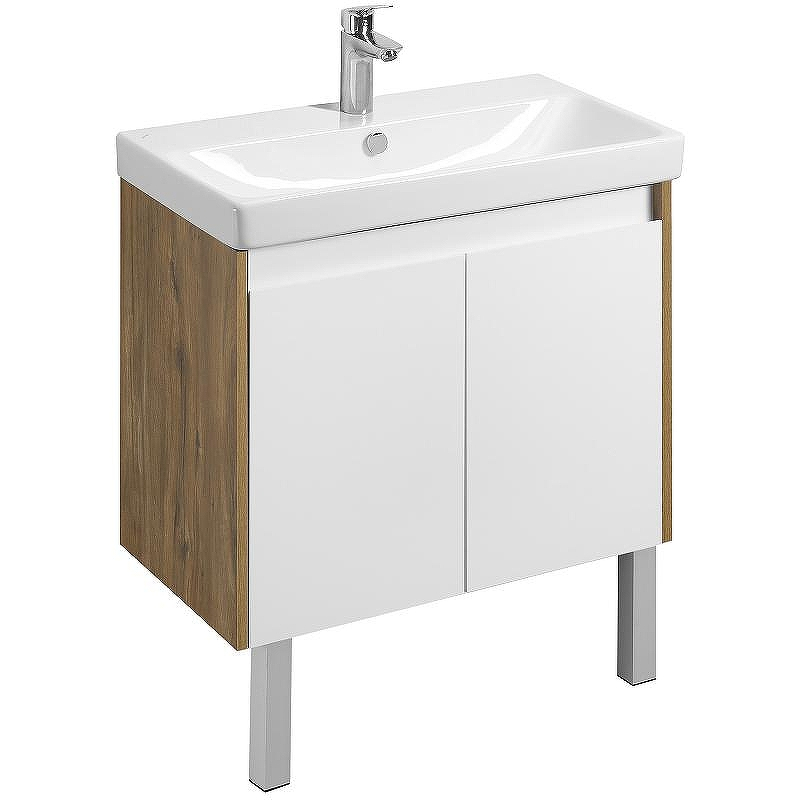 Тумба под раковину Aquaton Сканди Doors 80 1A282901SDZ90 Белый глянец Дуб рустикальный, купить, цена, заказать, магазин, доставка, скидка, промокод, купить, цена, заказать, магазин, доставка, скидка, промокод