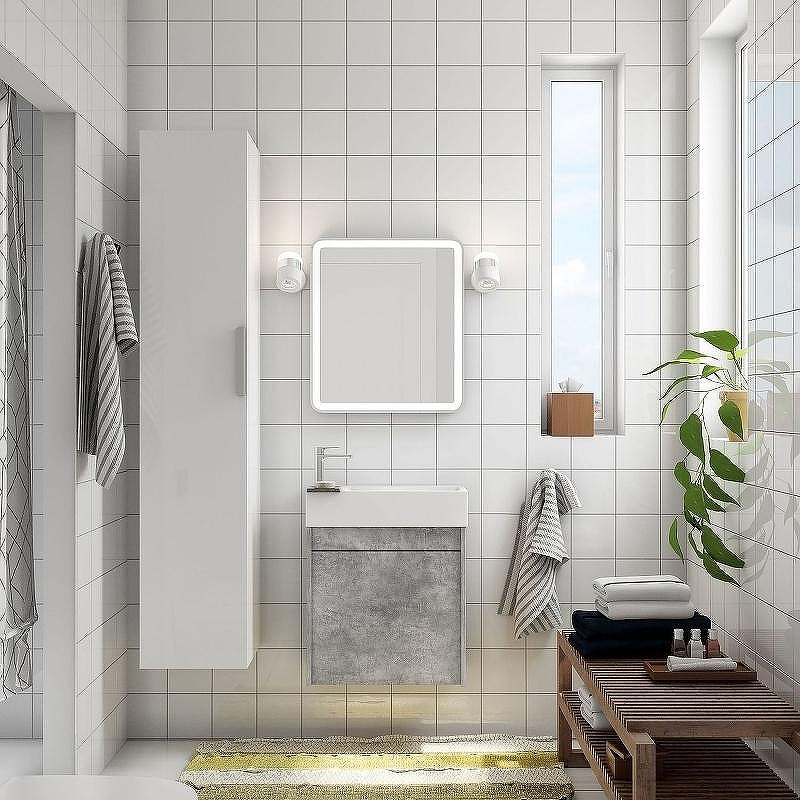 Тумба под раковину Art&Max Family-400-1D-SO-CV подвесная Цемент, купить, цена, заказать, магазин, доставка, скидка, промокод, купить, цена, заказать, магазин, доставка, скидка, промокод