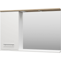 Зеркало со шкафом Misty Респект 120 L Э-Рес02120-1Л с подсветкой Белое Дуб Артизан, купить, цена, заказать, магазин, доставка, скидка, промокод, купить, цена, заказать, магазин, доставка, скидка, промокод