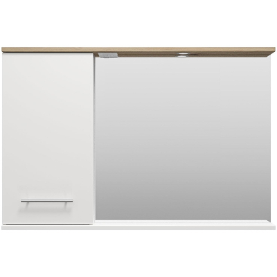 Зеркало со шкафом Misty Респект 120 L Э-Рес02120-1Л с подсветкой Белое Дуб Артизан