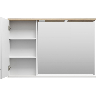 Зеркало со шкафом Misty Респект 120 L Э-Рес02120-1Л с подсветкой Белое Дуб Артизан