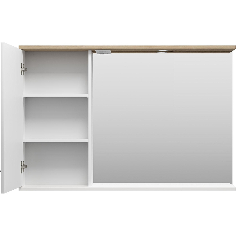 Зеркало со шкафом Misty Респект 120 L Э-Рес02120-1Л с подсветкой Белое Дуб Артизан, купить, цена, заказать, магазин, доставка, скидка, промокод, купить, цена, заказать, магазин, доставка, скидка, промокод