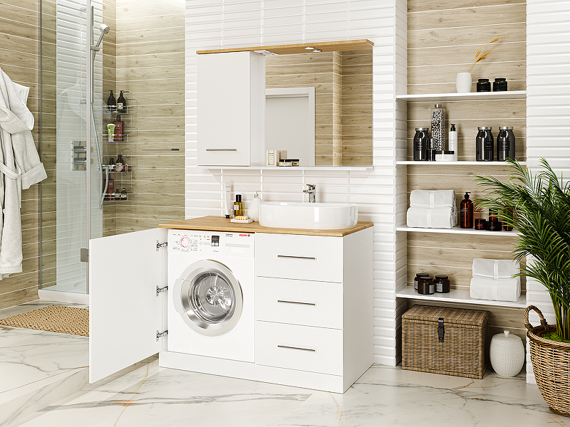 Зеркало со шкафом Misty Респект 120 L Э-Рес02120-1Л с подсветкой Белое Дуб Артизан, купить, цена, заказать, магазин, доставка, скидка, промокод, купить, цена, заказать, магазин, доставка, скидка, промокод