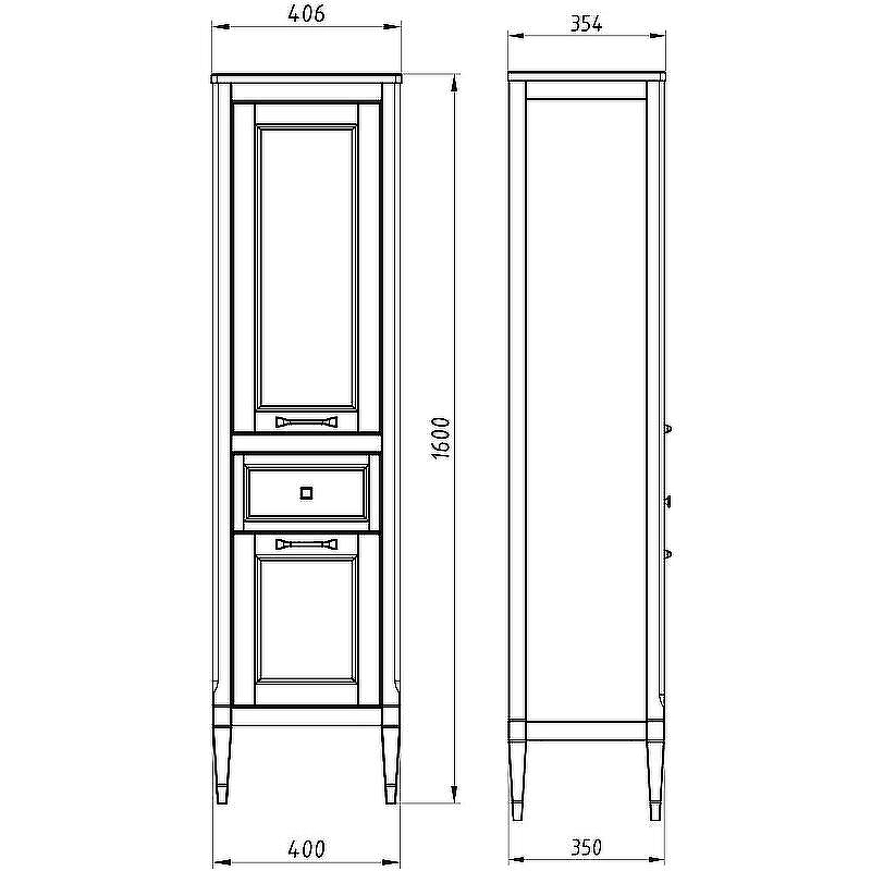 Шкаф пенал ASB-Woodline Гранда 40 11488 Белый с патиной Серебро, купить, цена, заказать, магазин, доставка, скидка, промокод, купить, цена, заказать, магазин, доставка, скидка, промокод