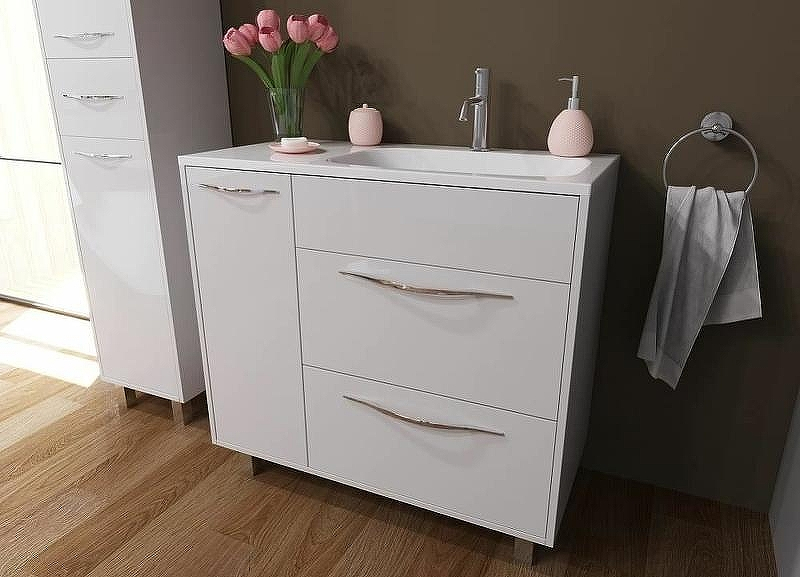 Тумба с раковиной Эстет Barcelona 90 R ФР-00003598 Белая, купить, цена, заказать, магазин, доставка, скидка, промокод, купить, цена, заказать, магазин, доставка, скидка, промокод