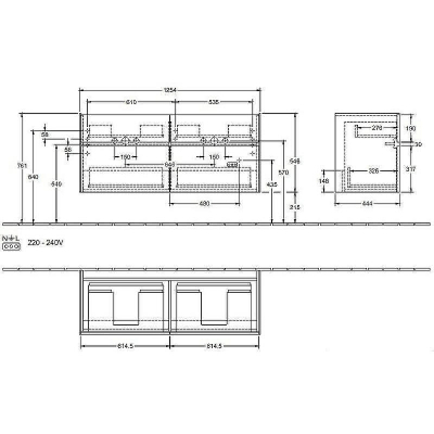 Тумба под раковину Villeroy&amp;Boch Collaro 125 C013L0PD подвесная Black Matt Lacquer