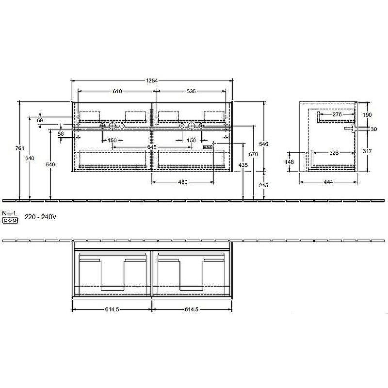 Тумба под раковину Villeroy&Boch Collaro 125 C013L0PD подвесная Black Matt Lacquer, купить, цена, заказать, магазин, доставка, скидка, промокод, купить, цена, заказать, магазин, доставка, скидка, промокод