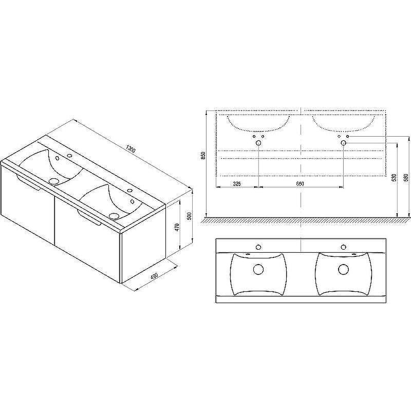 Тумба под раковину Ravak SD Classic II 130 X000001483 подвесная Белая Серая, купить, цена, заказать, магазин, доставка, скидка, промокод, купить, цена, заказать, магазин, доставка, скидка, промокод