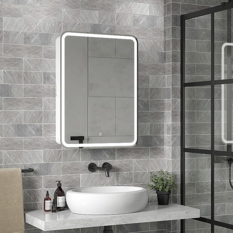 Зеркальный шкаф Reflexion Circle 550х800 R RF2106SR с подсветкой Белый матовый, купить, цена, заказать, магазин, доставка, скидка, промокод, купить, цена, заказать, магазин, доставка, скидка, промокод