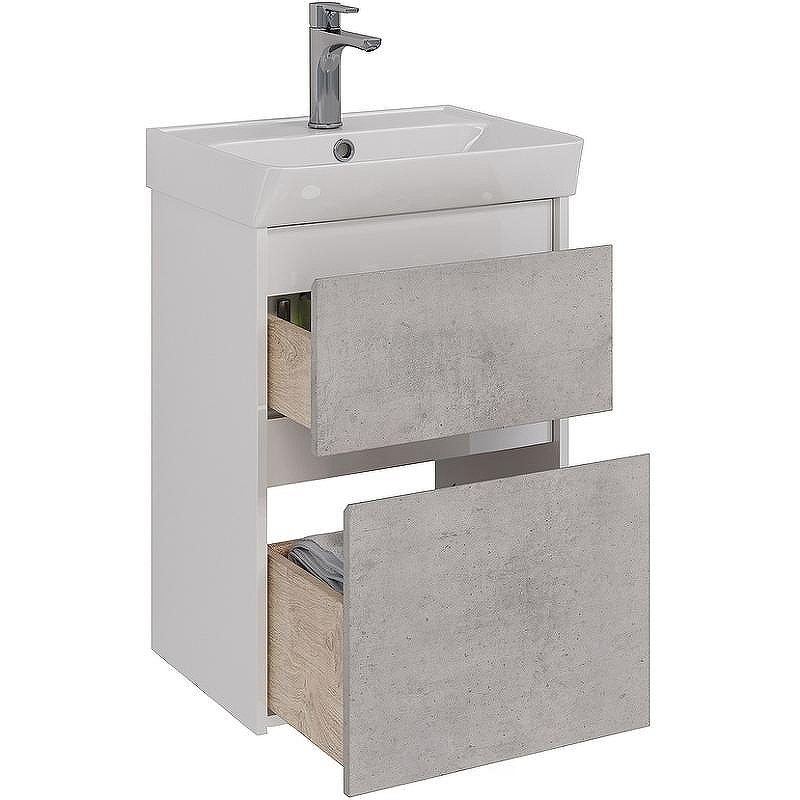 Тумба под раковину Lemark Combi 50 LM03C50T-Beton подвесная Бетон Белый глянец, купить, цена, заказать, магазин, доставка, скидка, промокод, купить, цена, заказать, магазин, доставка, скидка, промокод