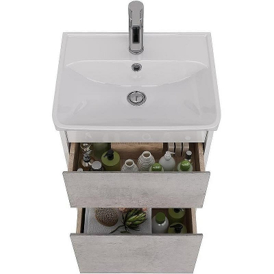 Тумба под раковину Lemark Combi 50 LM03C50T-Beton подвесная Бетон Белый глянец