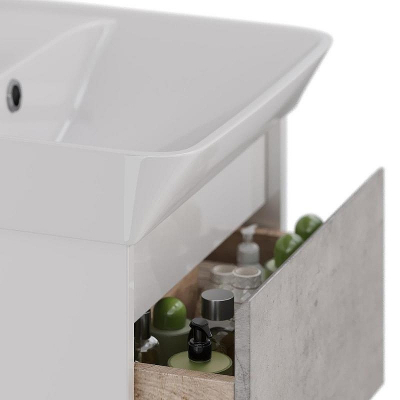 Тумба под раковину Lemark Combi 50 LM03C50T-Beton подвесная Бетон Белый глянец