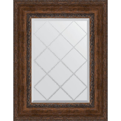 Зеркало Evoform Exclusive-G 80х62 BY 4042 с гравировкой в багетной раме - Состаренная бронза с орнаментом 120