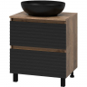 Тумба под раковину Brevita Dakota 60 DAK-07060-19/02-2Я Черный кварц Дуб Галифакс олово, купить, цена, заказать, магазин, доставка, скидка, промокод, купить, цена, заказать, магазин, доставка, скидка, промокод