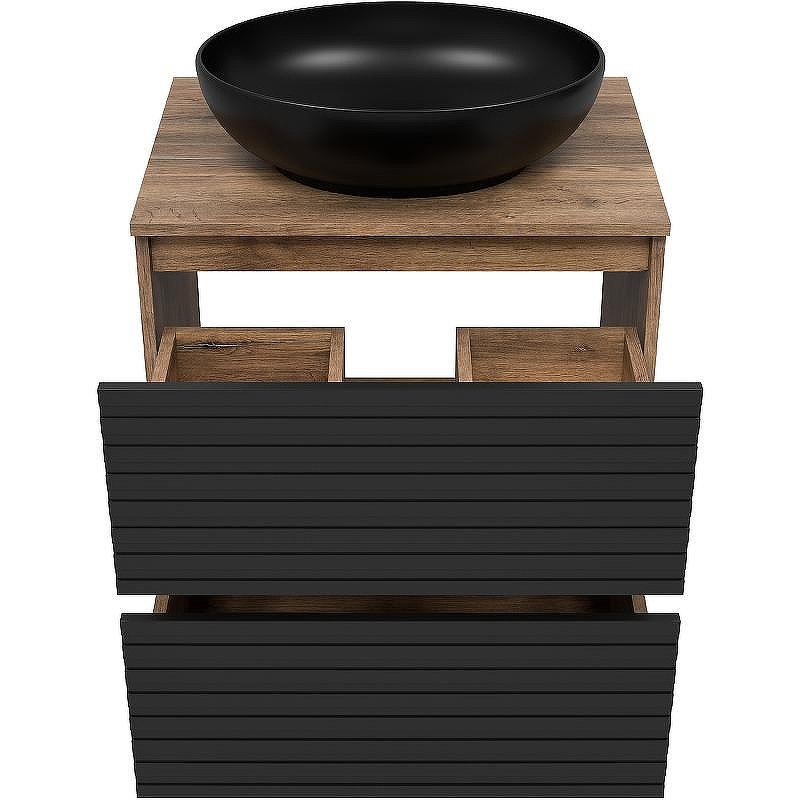 Тумба под раковину Brevita Dakota 60 DAK-07060-19/02-2Я Черный кварц Дуб Галифакс олово, купить, цена, заказать, магазин, доставка, скидка, промокод, купить, цена, заказать, магазин, доставка, скидка, промокод