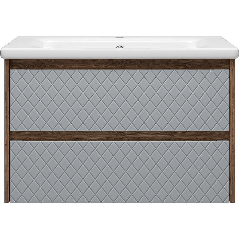 Тумба с раковиной Brevita Chester 80 УТ000022881 подвесная Серая матовая Дуб Чарльстон темно-коричневый, купить, цена, заказать, магазин, доставка, скидка, промокод, купить, цена, заказать, магазин, доставка, скидка, промокод