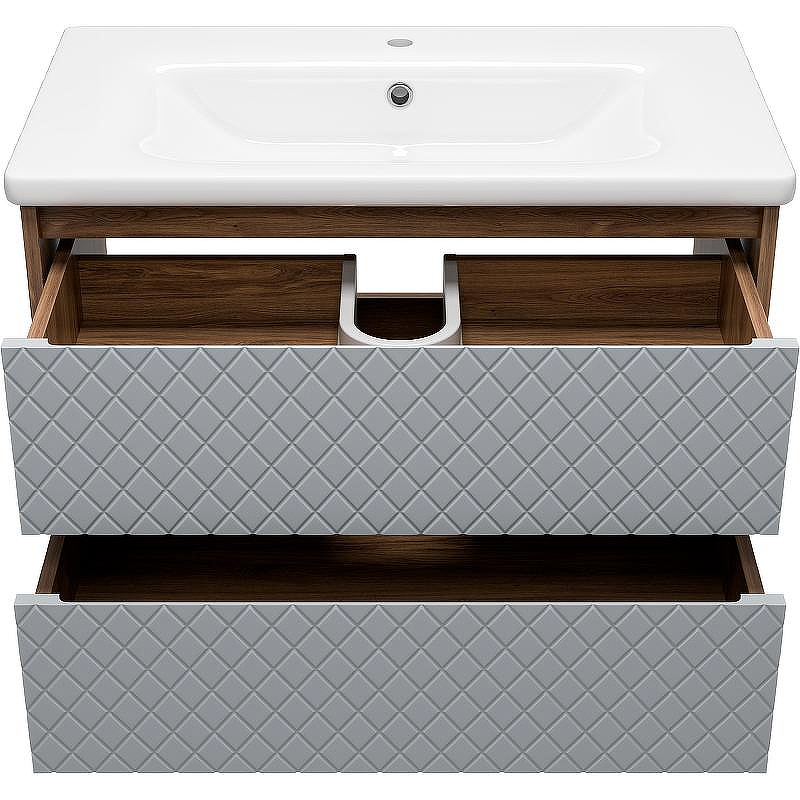 Тумба с раковиной Brevita Chester 80 УТ000022881 подвесная Серая матовая Дуб Чарльстон темно-коричневый, купить, цена, заказать, магазин, доставка, скидка, промокод, купить, цена, заказать, магазин, доставка, скидка, промокод