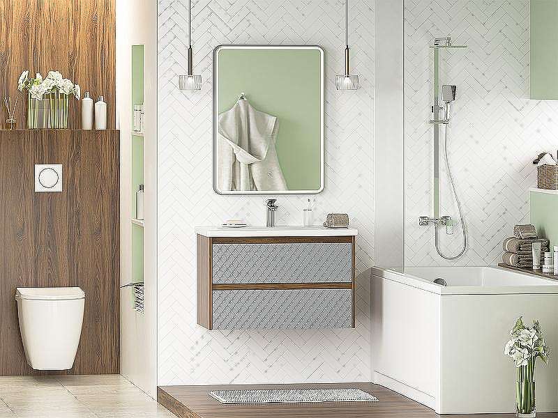 Тумба с раковиной Brevita Chester 80 УТ000022881 подвесная Серая матовая Дуб Чарльстон темно-коричневый, купить, цена, заказать, магазин, доставка, скидка, промокод, купить, цена, заказать, магазин, доставка, скидка, промокод