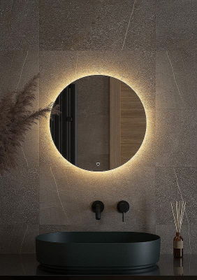 Зеркало Defesto Opti 50x50 DF 2852S с подсветкой 12W-3000К/Сенсорный выключатель/Теплый белый свет