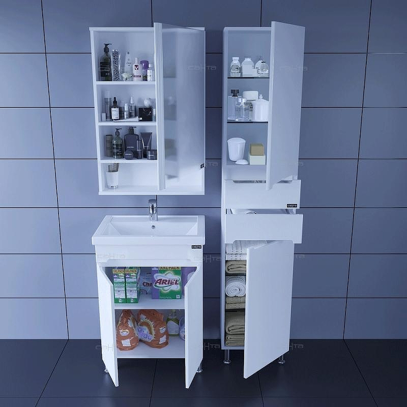 Тумба под раковину СанТа Лондон 60 224015 Белая, купить, цена, заказать, магазин, доставка, скидка, промокод, купить, цена, заказать, магазин, доставка, скидка, промокод