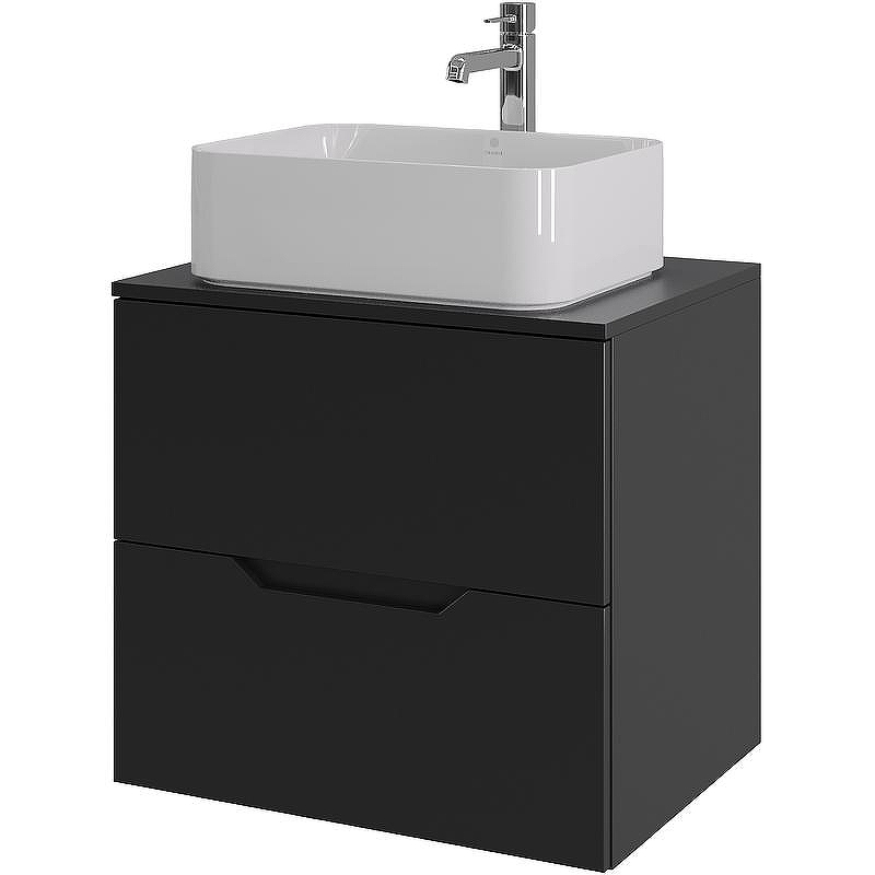 Тумба с раковиной Orange Line 60 Li-60TubMDF+B02-460W подвесная Черная матовая, купить, цена, заказать, магазин, доставка, скидка, промокод, купить, цена, заказать, магазин, доставка, скидка, промокод