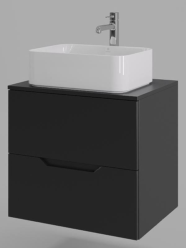 Тумба с раковиной Orange Line 60 Li-60TubMDF+B02-460W подвесная Черная матовая, купить, цена, заказать, магазин, доставка, скидка, промокод, купить, цена, заказать, магазин, доставка, скидка, промокод