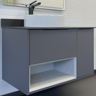 Тумба с раковиной Comforty Джанкой 90 00-00017878 подвесная Антрацит