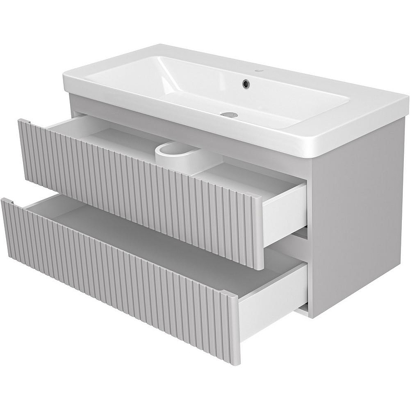 Тумба с раковиной Brevita Victory 105 УТ000025791 подвесная Серый шелк, купить, цена, заказать, магазин, доставка, скидка, промокод, купить, цена, заказать, магазин, доставка, скидка, промокод