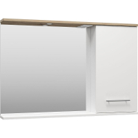 Зеркало со шкафом Misty Респект 120 R Э-Рес02120-1П с подсветкой Белое Дуб Артизан, купить, цена, заказать, магазин, доставка, скидка, промокод, купить, цена, заказать, магазин, доставка, скидка, промокод