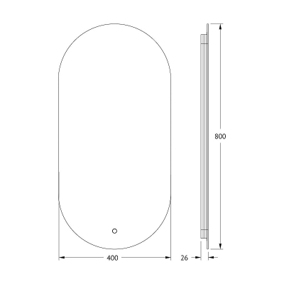 Зеркало Defesto Opti 40х80 DF 2912S с подсветкой 20W-3000K/Сенсорный выключатель/Теплый белый свет