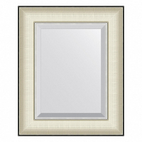 Зеркало Evoform Exclusive 44х54 BY 7420 с фацетом в багетной раме - Белая кожа с хромом 78, купить, цена, заказать, магазин, доставка, скидка, промокод, купить, цена, заказать, магазин, доставка, скидка, промокод