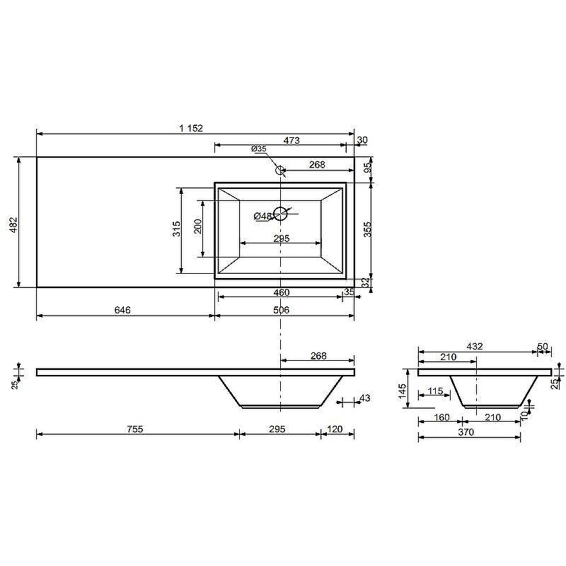 Тумба с раковиной Эстет Dallas Luxe 115 R ФР-00002301 Белая, купить, цена, заказать, магазин, доставка, скидка, промокод, купить, цена, заказать, магазин, доставка, скидка, промокод