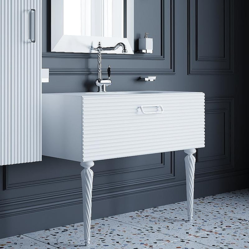 Тумба под раковину Boheme Armadi Art Vallessi Avangarde Linea 100 842-100-WCR подвесная Белая Хром, купить, цена, заказать, магазин, доставка, скидка, промокод, купить, цена, заказать, магазин, доставка, скидка, промокод