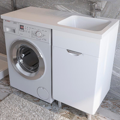 Тумба под раковину Stella Polar Кэтрин 110 SP-00001113 с бельевой корзиной Белая