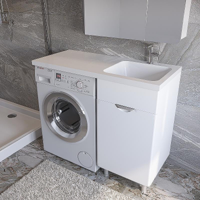 Тумба под раковину Stella Polar Кэтрин 110 SP-00001113 с бельевой корзиной Белая