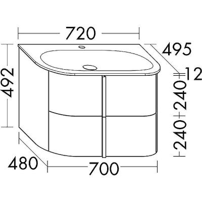 Тумба с раковиной Burgbad Lavo 2.0 70 SFZP072G0227F5048C0037*1 подвесная Белая глянцевая