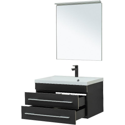 Комплект мебели для ванной Aquanet Верона New 75 281105 подвесной Черный матовый