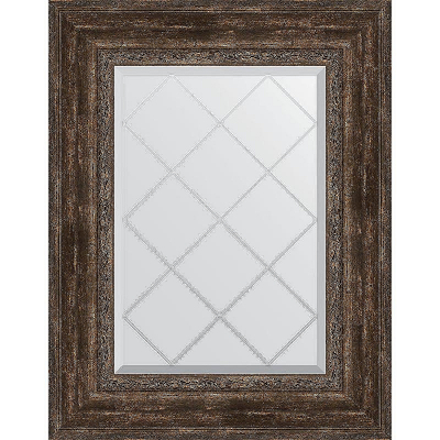 Зеркало Evoform Exclusive-G 80х62 BY 4043 с гравировкой в багетной раме - Состаренное дерево с орнаментом 120