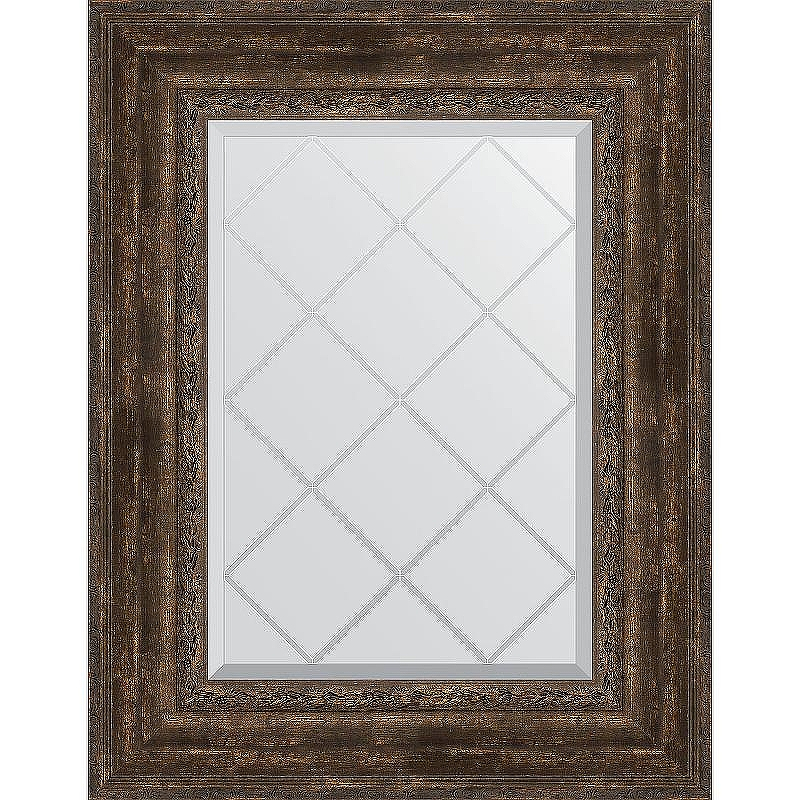 Зеркало Evoform Exclusive-G 80х62 BY 4043 с гравировкой в багетной раме - Состаренное дерево с орнаментом 120, купить, цена, заказать, магазин, доставка, скидка, промокод, купить, цена, заказать, магазин, доставка, скидка, промокод