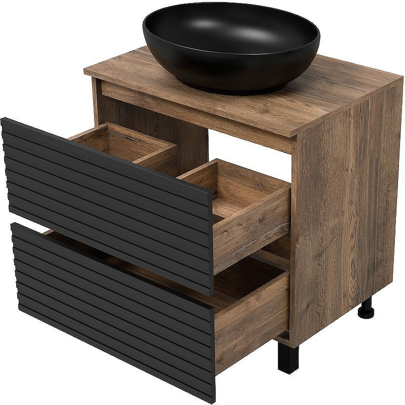 Тумба под раковину Brevita Dakota 70 DAK-07070-19/02-2Я Черный кварц Дуб Галифакс олово, купить, цена, заказать, магазин, доставка, скидка, промокод, купить, цена, заказать, магазин, доставка, скидка, промокод