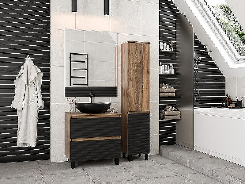 Тумба под раковину Brevita Dakota 70 DAK-07070-19/02-2Я Черный кварц Дуб Галифакс олово, купить, цена, заказать, магазин, доставка, скидка, промокод, купить, цена, заказать, магазин, доставка, скидка, промокод