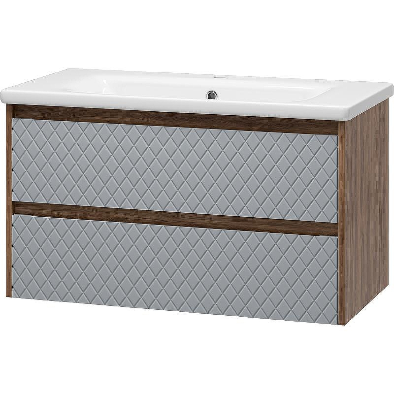 Тумба с раковиной Brevita Chester 90 УТ000022882 подвесная Серая матовая Дуб Чарльстон темно-коричневый, купить, цена, заказать, магазин, доставка, скидка, промокод, купить, цена, заказать, магазин, доставка, скидка, промокод