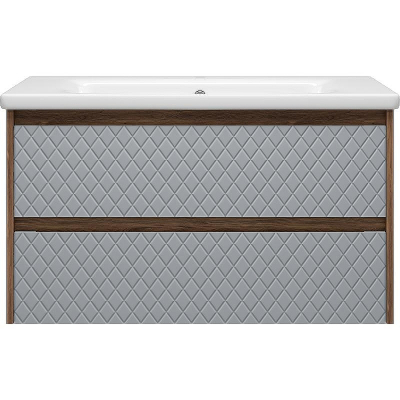 Тумба с раковиной Brevita Chester 90 УТ000022882 подвесная Серая матовая Дуб Чарльстон темно-коричневый