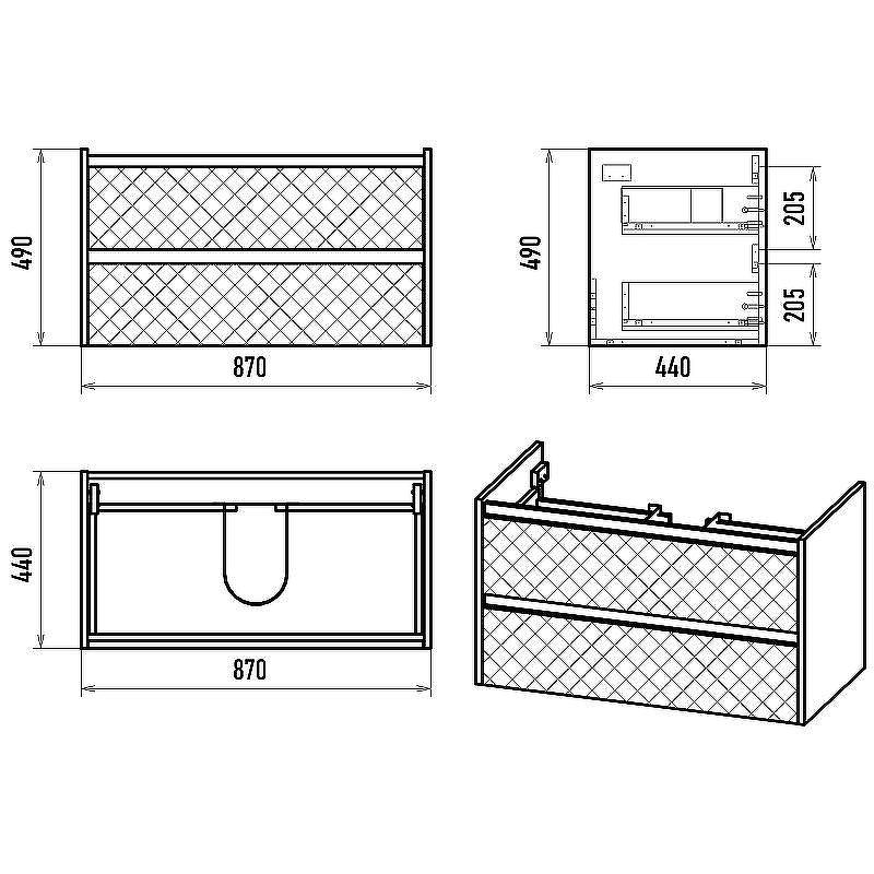 Тумба с раковиной Brevita Chester 90 УТ000022882 подвесная Серая матовая Дуб Чарльстон темно-коричневый, купить, цена, заказать, магазин, доставка, скидка, промокод, купить, цена, заказать, магазин, доставка, скидка, промокод
