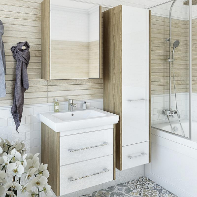 Тумба под раковину Sanflor Ларго 60.2 С0002121 подвесная Белая Швейцарский вяз