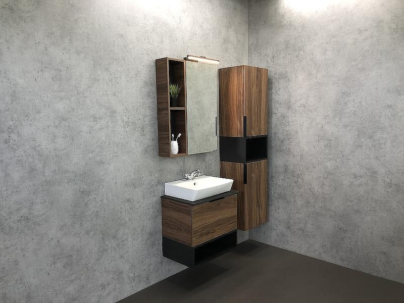 Тумба с раковиной Comforty Штутгарт 60 00004151039 подвесная Дуб темно-коричневый Черная столешница, купить, цена, заказать, магазин, доставка, скидка, промокод, купить, цена, заказать, магазин, доставка, скидка, промокод