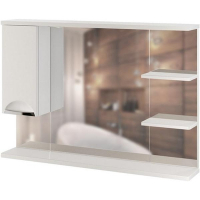 Зеркало со шкафом Mixline Этьен 100 L 540873 с подсветкой Белое, купить, цена, заказать, магазин, доставка, скидка, промокод, купить, цена, заказать, магазин, доставка, скидка, промокод